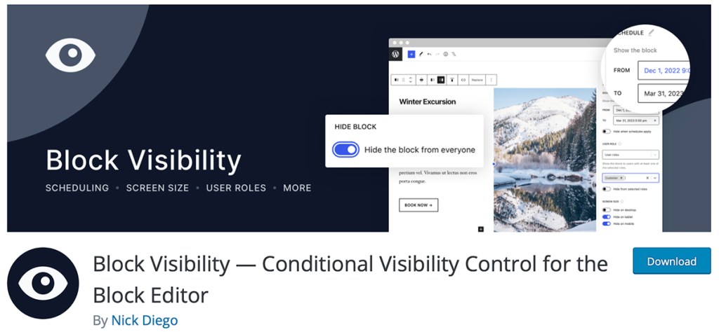 Block Visibility — Conditional Visibility Control for the Block Editor