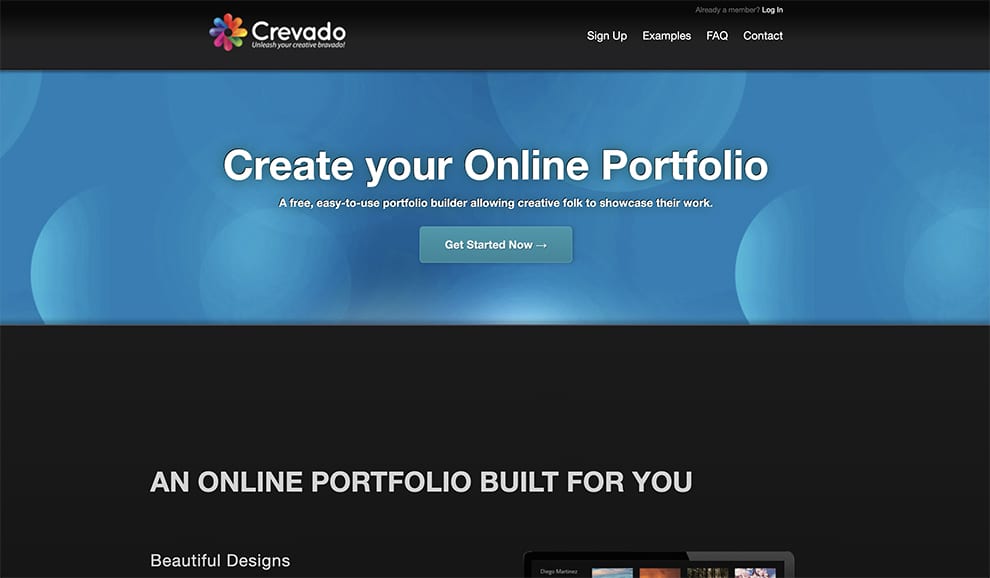 crevado free online portfolio site builder