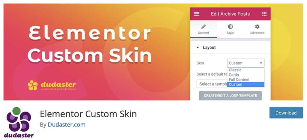 Elementor Custom Skin