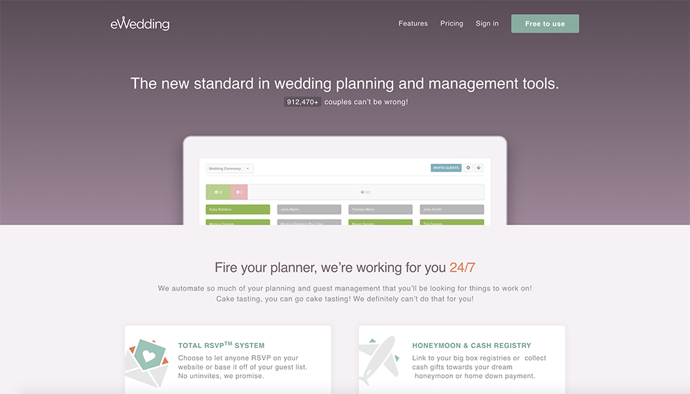 eWedding homepage design