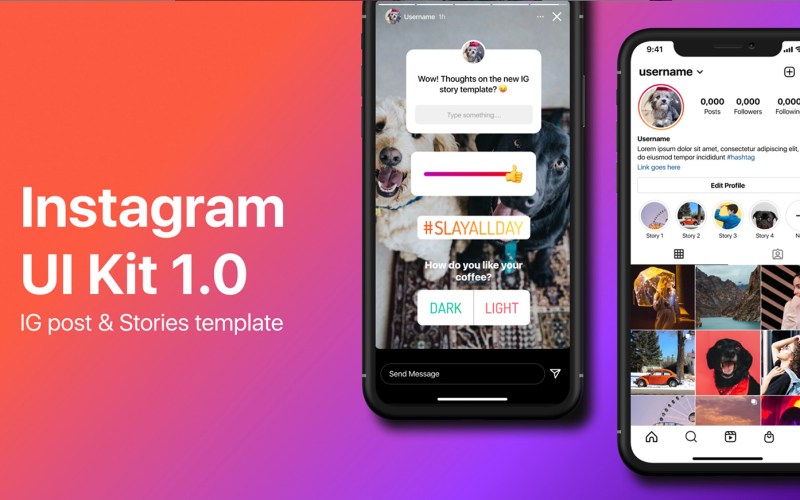 instagram UI kit template