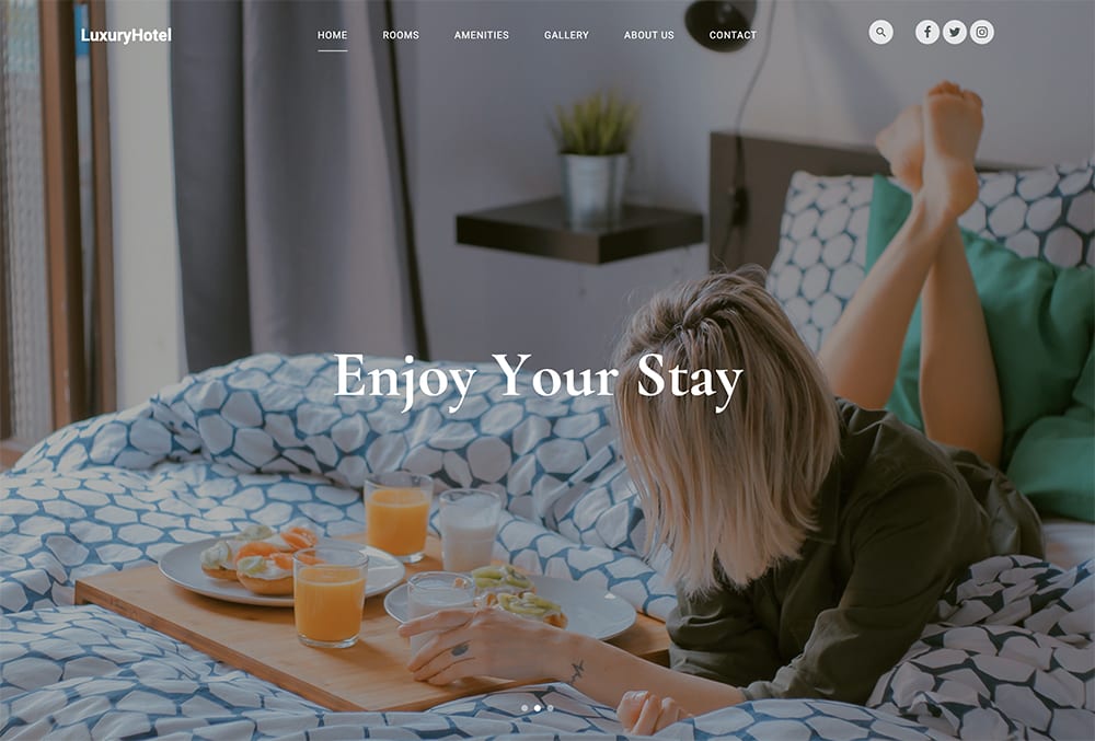 Luxury Hotel is a free elegant HTML template designed by Joefrey Mahusay. With its modern design and typography and beautiful reveal animations