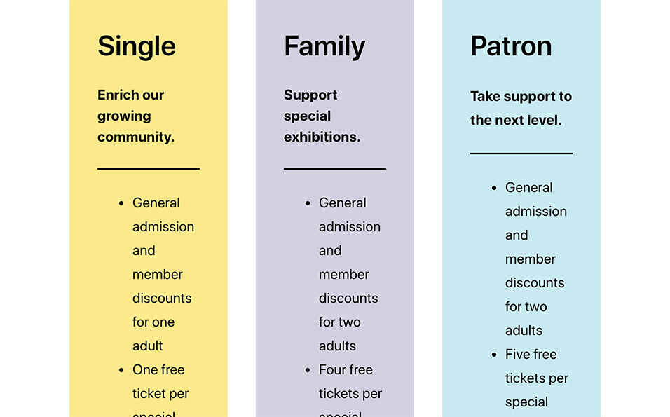 Pricing table pattern