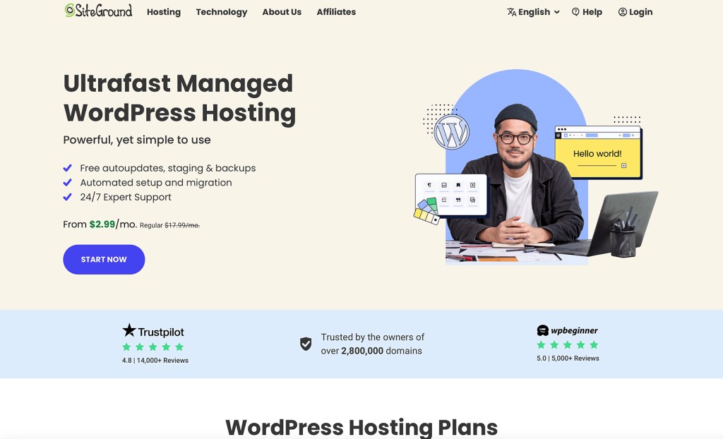 SiteGround hosting plan