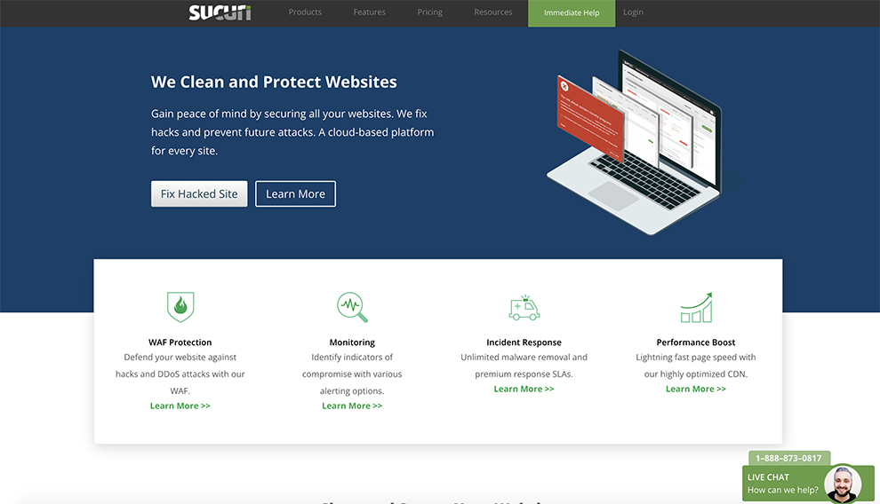 Sucuri homepage design