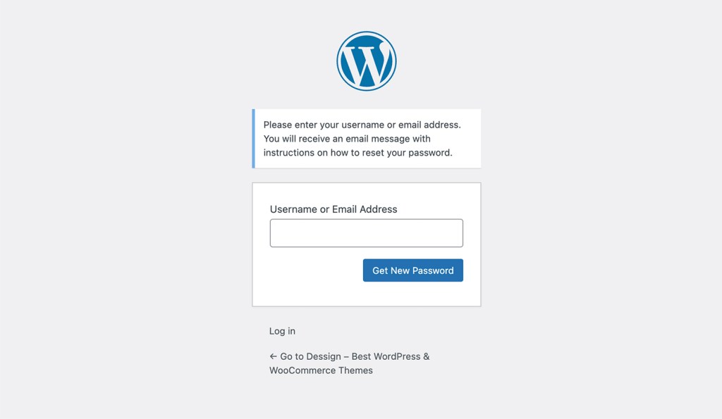 WordPress Please enter your username or email address