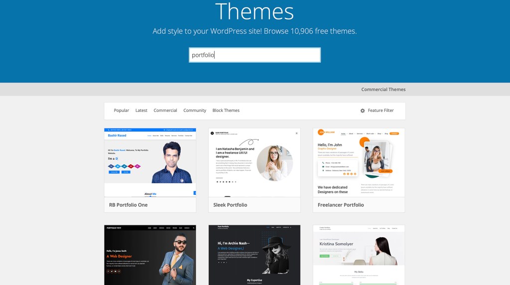 WordPress portfolios