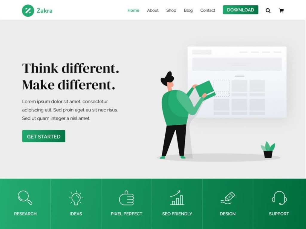 Zakra is flexible, fast, lightweight and modern multipurpose theme that comes with many starter free sites 