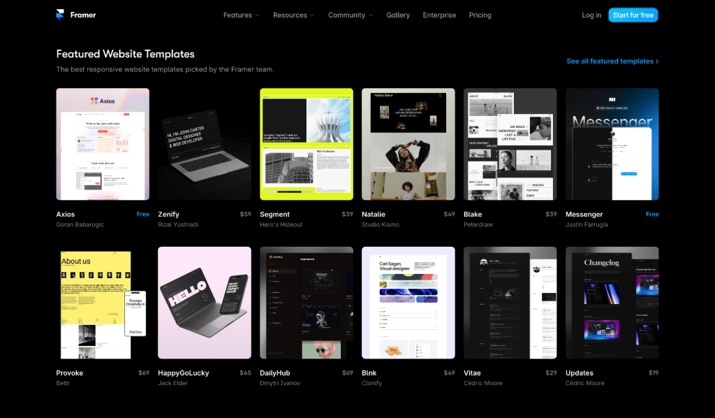framer templates