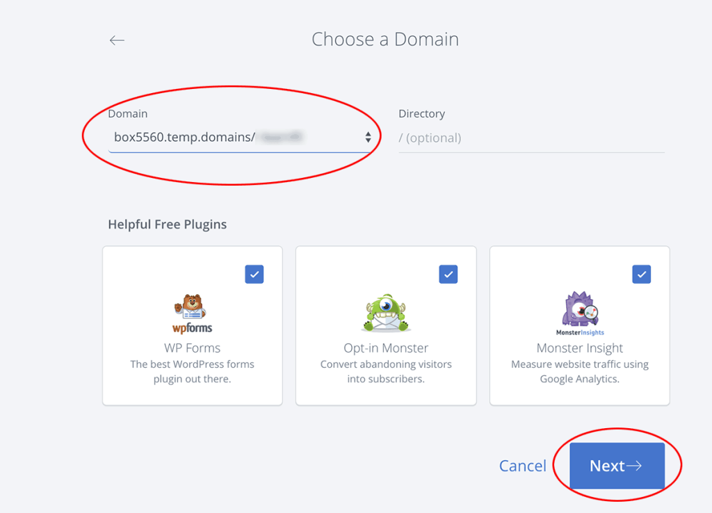 Choose Domain or temporary domain