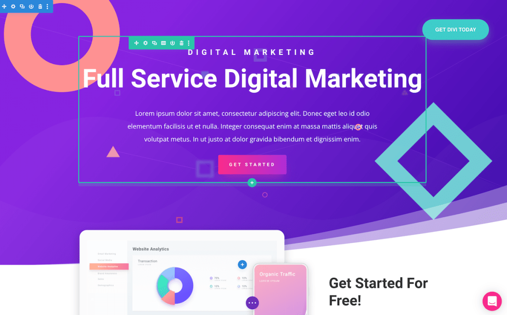 Divi website builder inside look