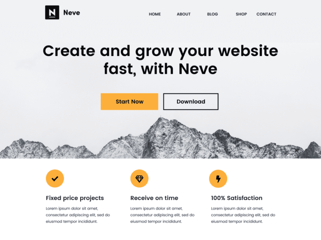 neve one page theme free