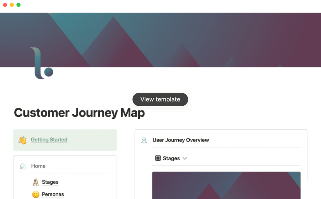 Notion Customer journey mapping template