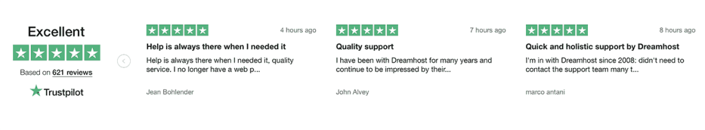 DreamHost TrustPilot reviews 2020