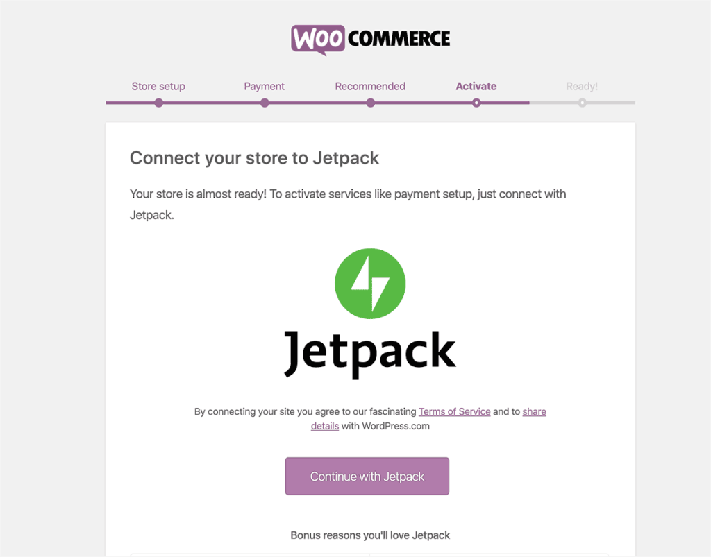 WooCommerce JetPack activation