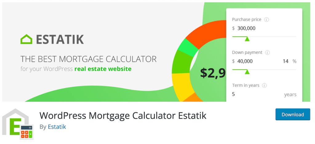 WordPress Mortgage Calculator Estatik Plugin Free